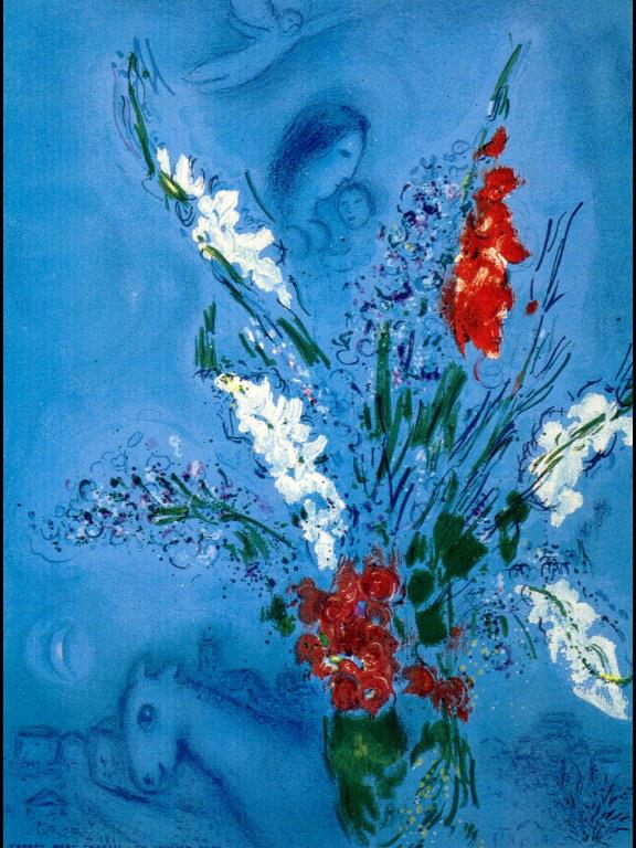 マルク・シャガールの現代のグラジオラス油絵